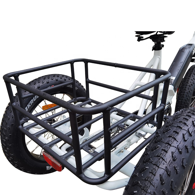 電気トライク48V 350W/500W電気トリサイクル3ホイールカーゴバイクミッドドライブディスクブレーキ20インチファットタイヤエビケ