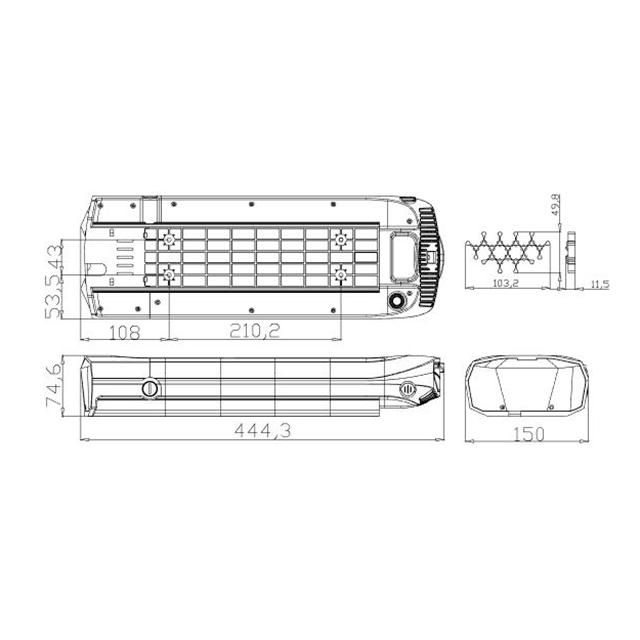 36V 48Vリアラックエビケバッテリーパックケース18650セル52PCSエレクトリックバイクバッテリーケースリアライトとコントローラー