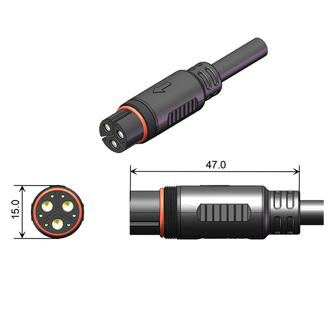 60V 25A 2.0/2.5mm²/0.2mm²9pinモーターコネクタ