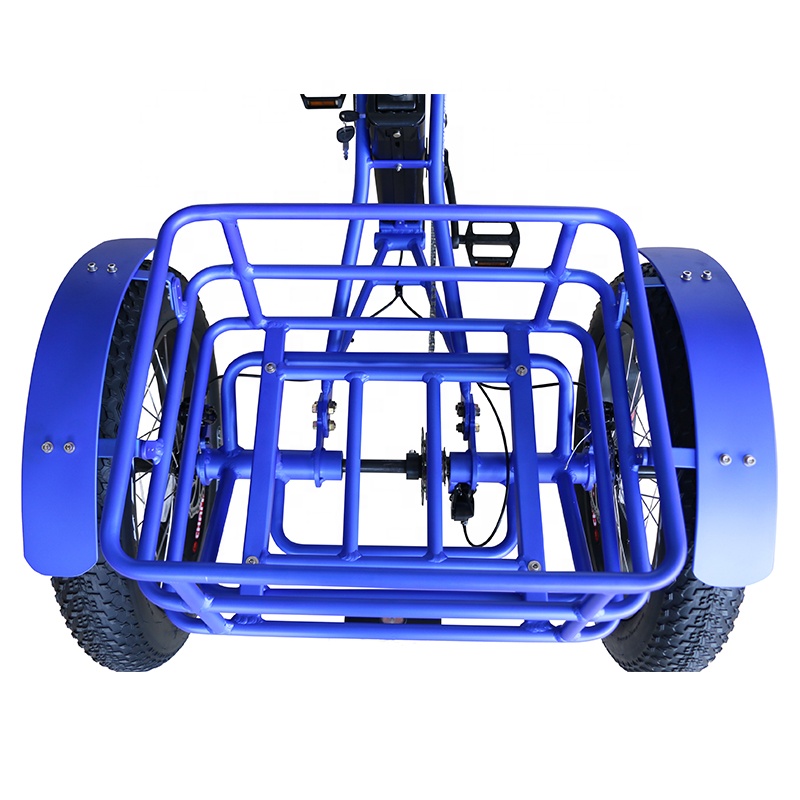 ハブモーターを備えた配送電気トリサイクル500W貨物エビケマンファットタイヤ3ホイール電動自転車用高齢ショッピング用