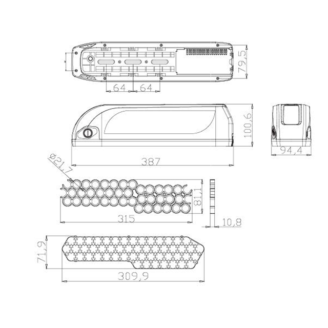 xiapu li-ion e-bikeバッテリー18650 52pcs / 21700 42pcsリチウムイオンebikeキットバッテリーケースエレクトリックバイクバッテリーパック
