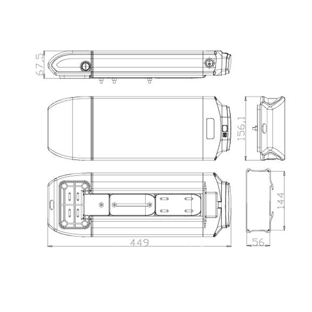 36V/48V EBIKE BATTERY CASE 52PCS 18650セルEBIKEフレームバッテリーパックケースチューブ空のバッテリーボックスリアライト